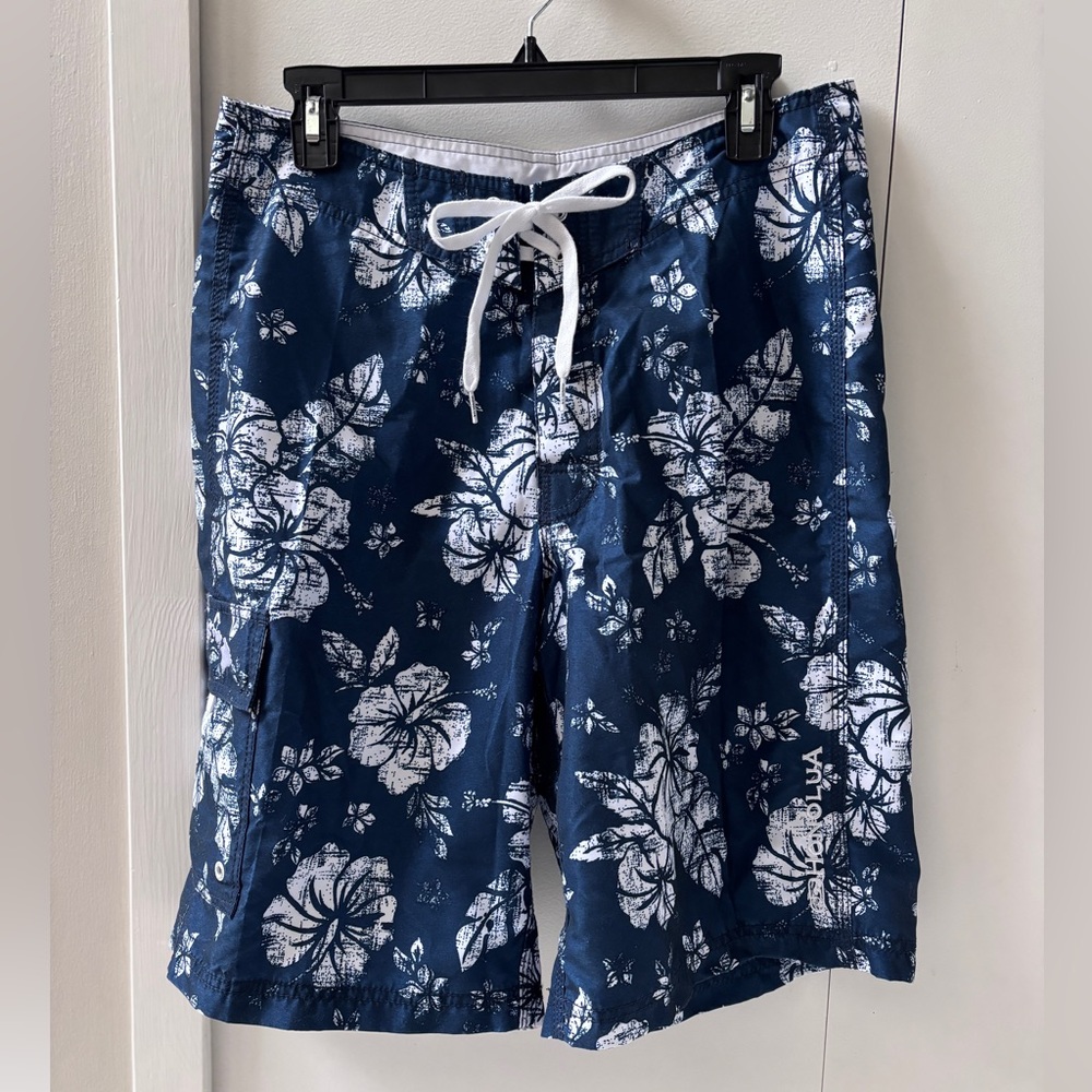 Honolua Surf Co. Board Shorts Blue Floral Swim Mens Size 32